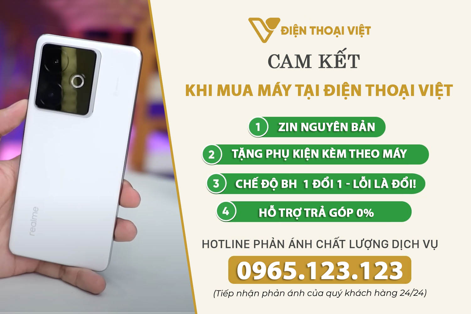 Cam kết khi mua điện thoại Realme tại Điện Thoại Việt