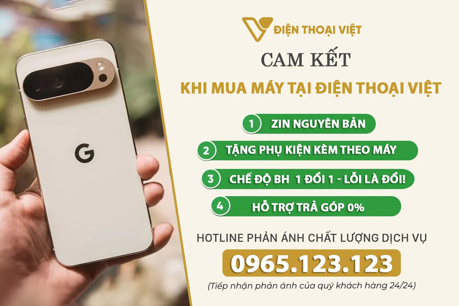 Cam kết khi mua điện thoại Google tại Điện Thoại Việt