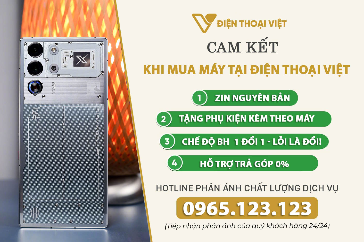 Cam kết khi mua điện thoại Nubia Red Magic tại Điện Thoại Việt