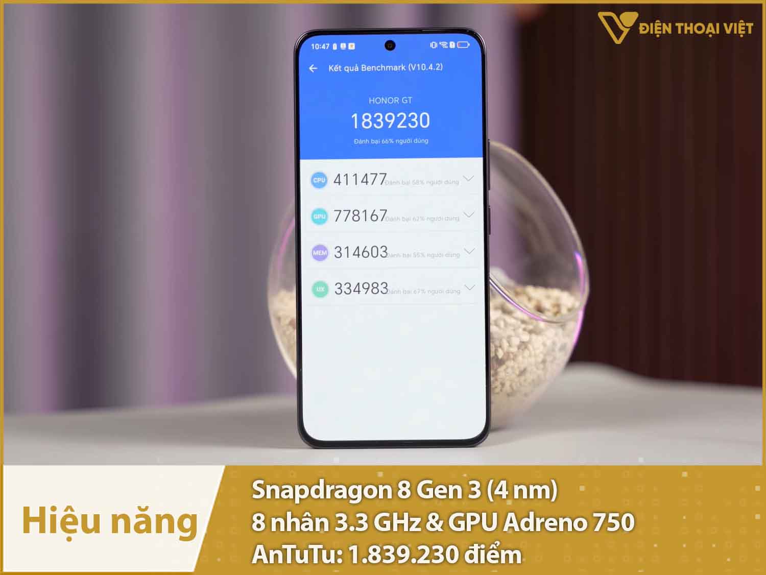 Hiệu năng siêu mạnh với 1.839.230 điểm AnTuTu