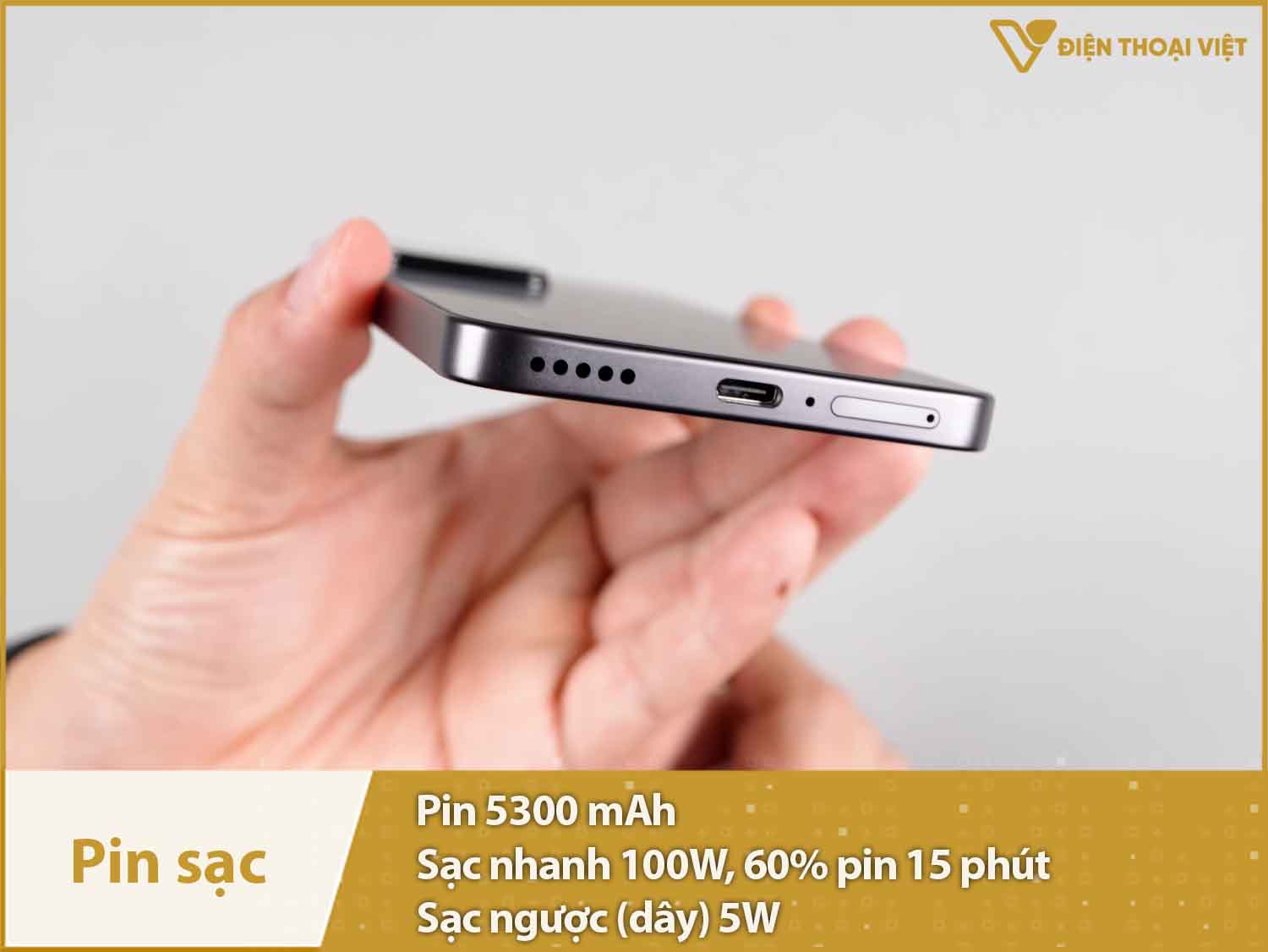 Pin khiêm tốn 5300mAh & Sạc nhanh 100W tốc độ cao