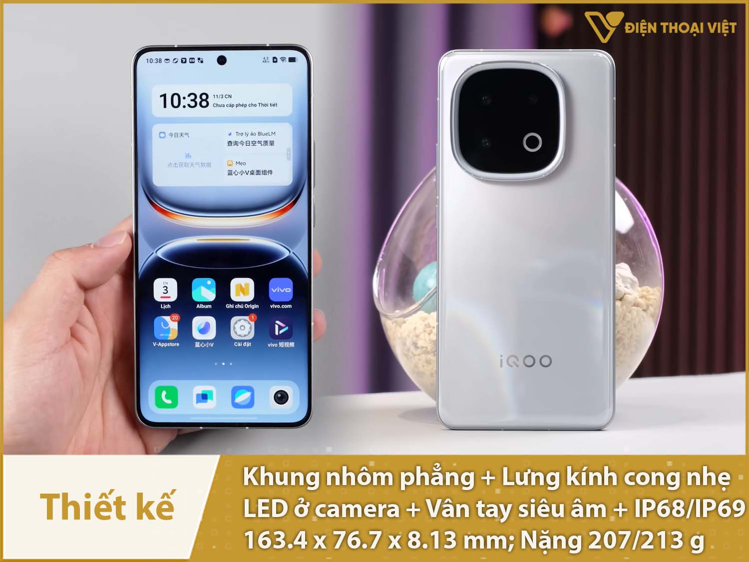 Thiết kế cong nhẹ, mỏng và có IP68/IP69
