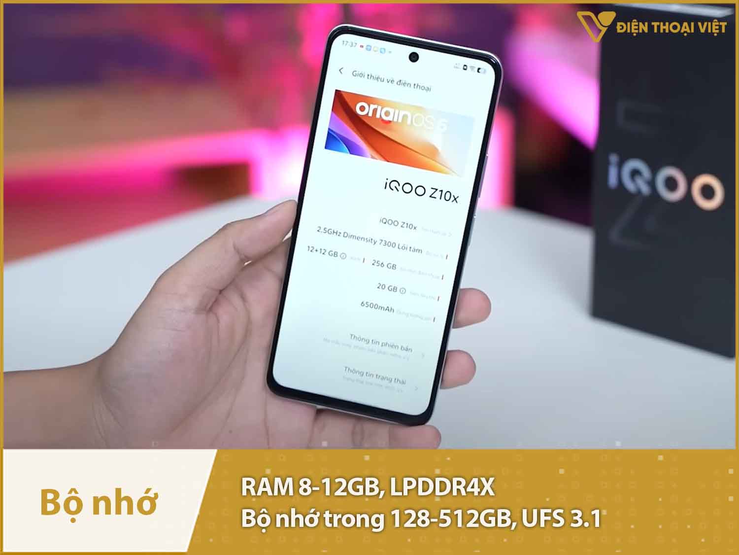 iQOO Z10x có RAM 8-12GB, ROM 128-512GB