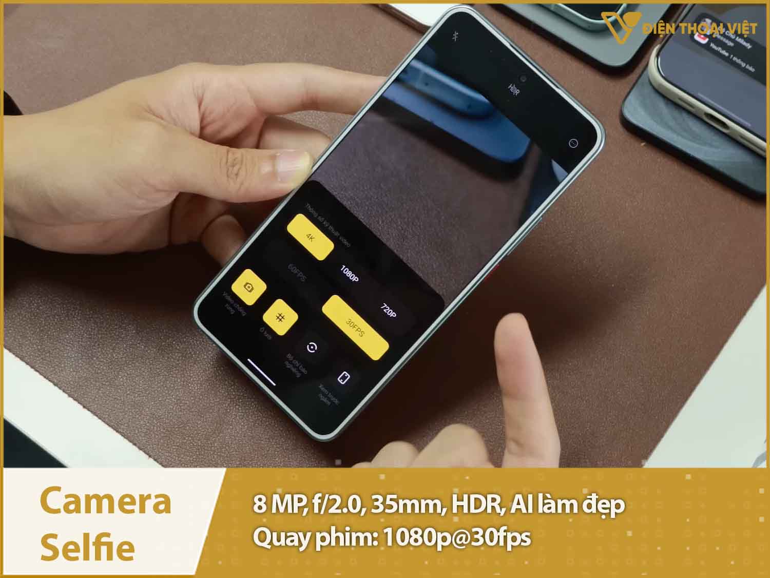 Camera selfie 8MP & Quay phim 1080p