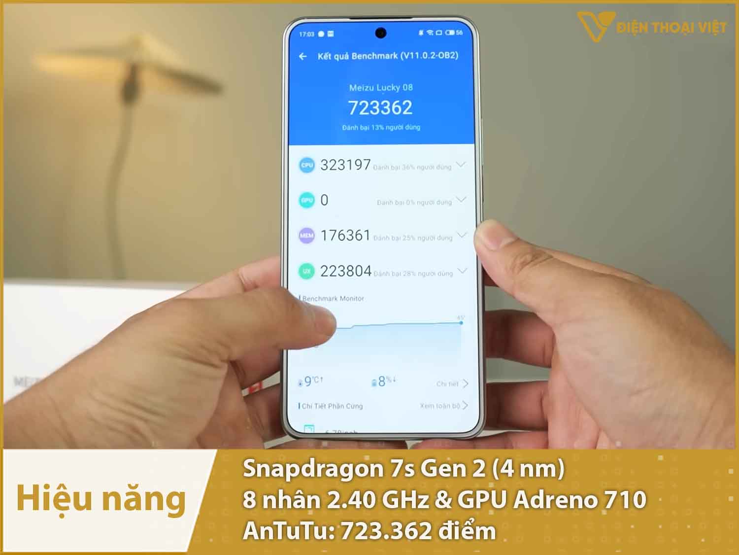 Hiệu năng mạnh mẽ với 723.362 điểm AnTuTu