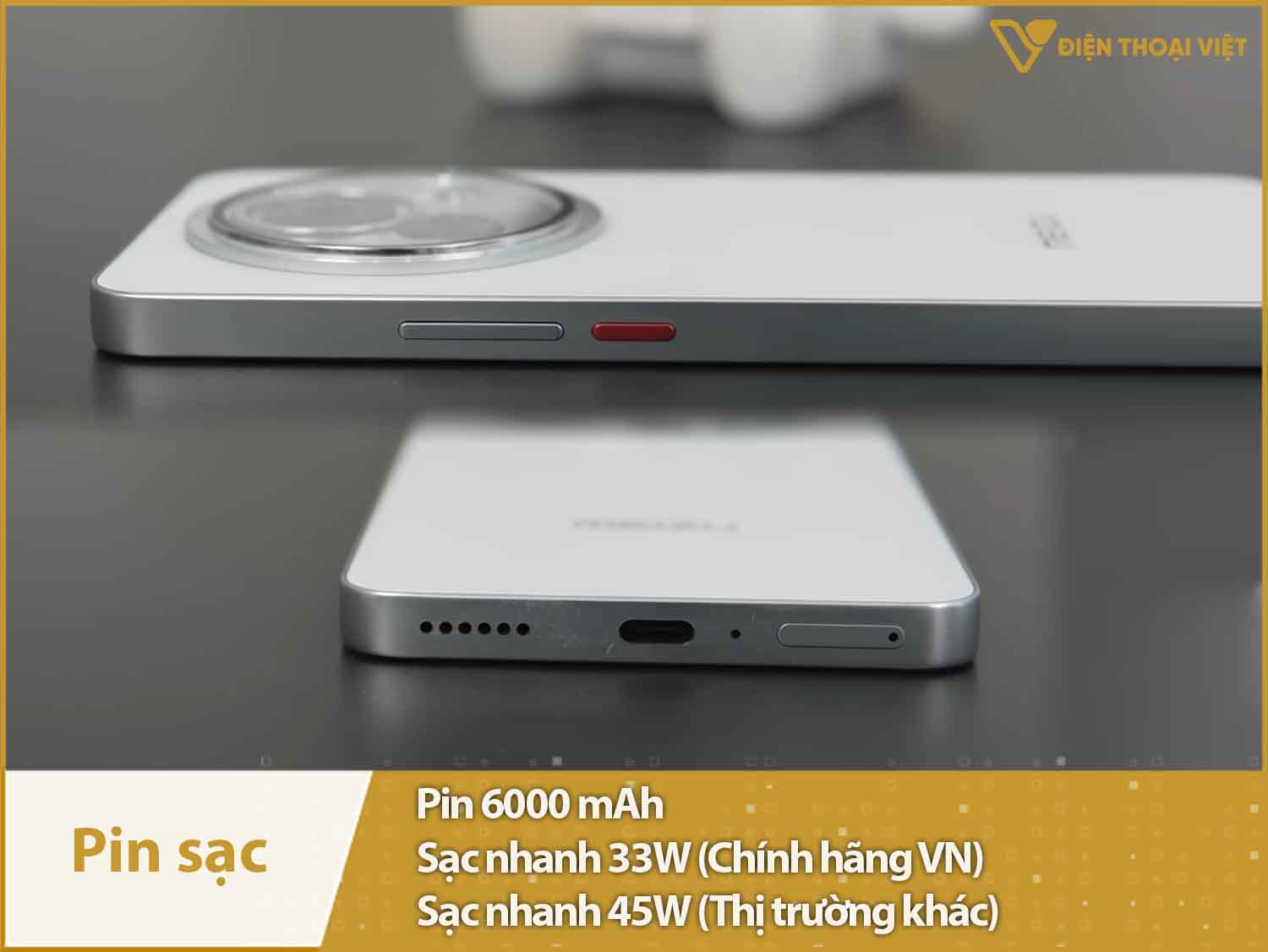 Pin 6000mAh sử dụng cả ngày & Sạc nhanh 33W ấn tượng