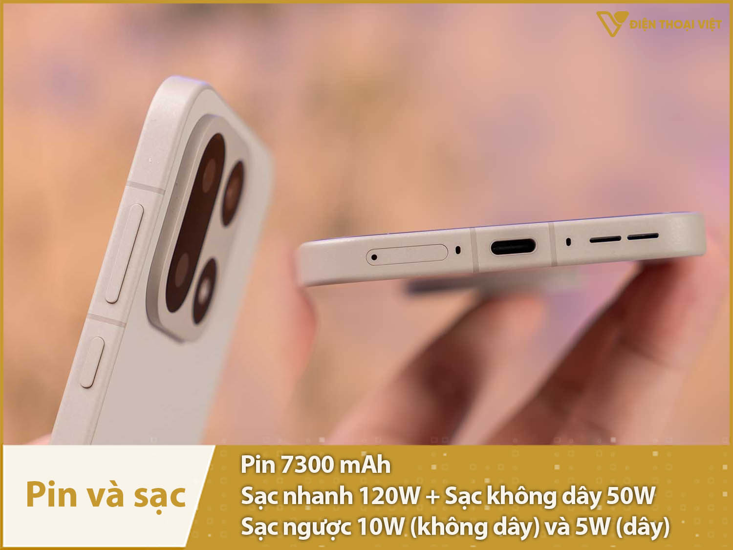 Pin 7300mAh cực khủng & Sạc dây 120W, không dây 50W