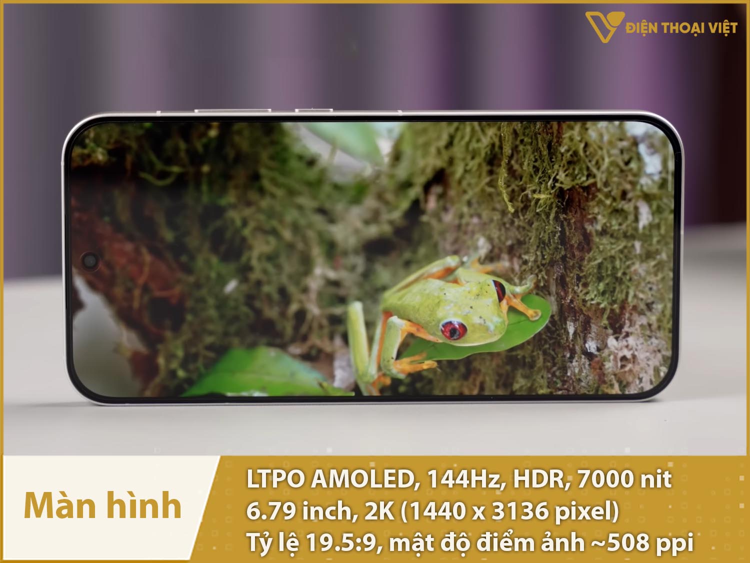 Màn hình LTPO AMOLED 144Hz 2K, độ sáng 7000nit