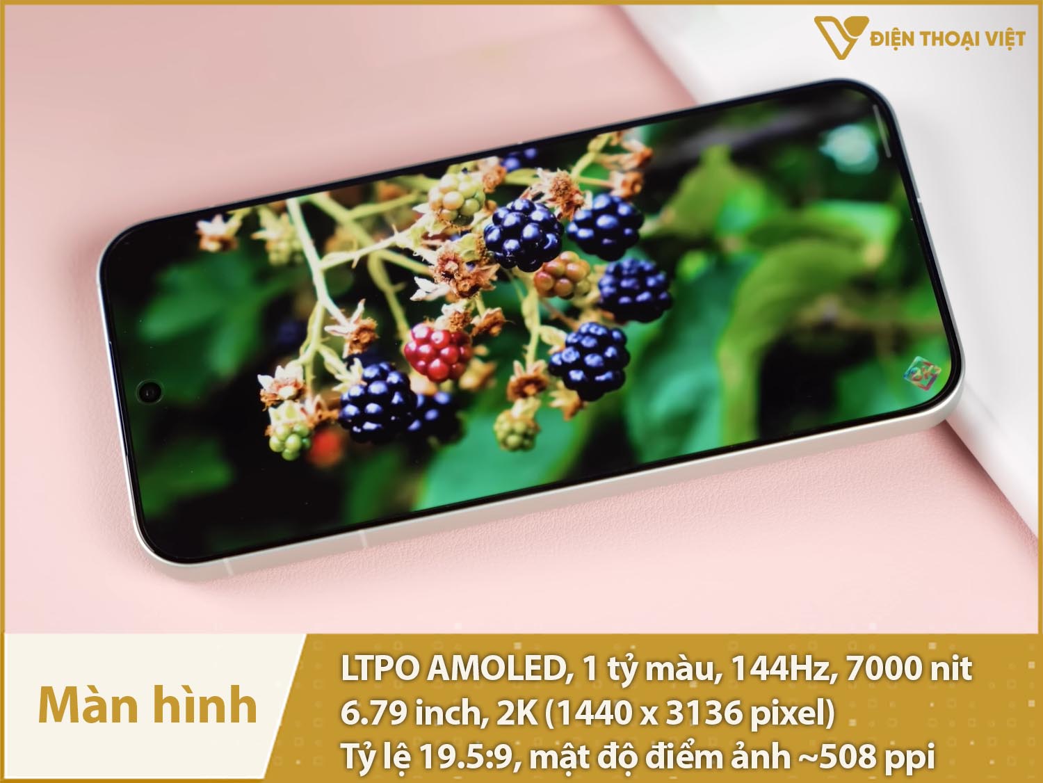 Màn hình LTPO AMOLED 144Hz, 6,79 inch 2K, siêu sáng 7000nit