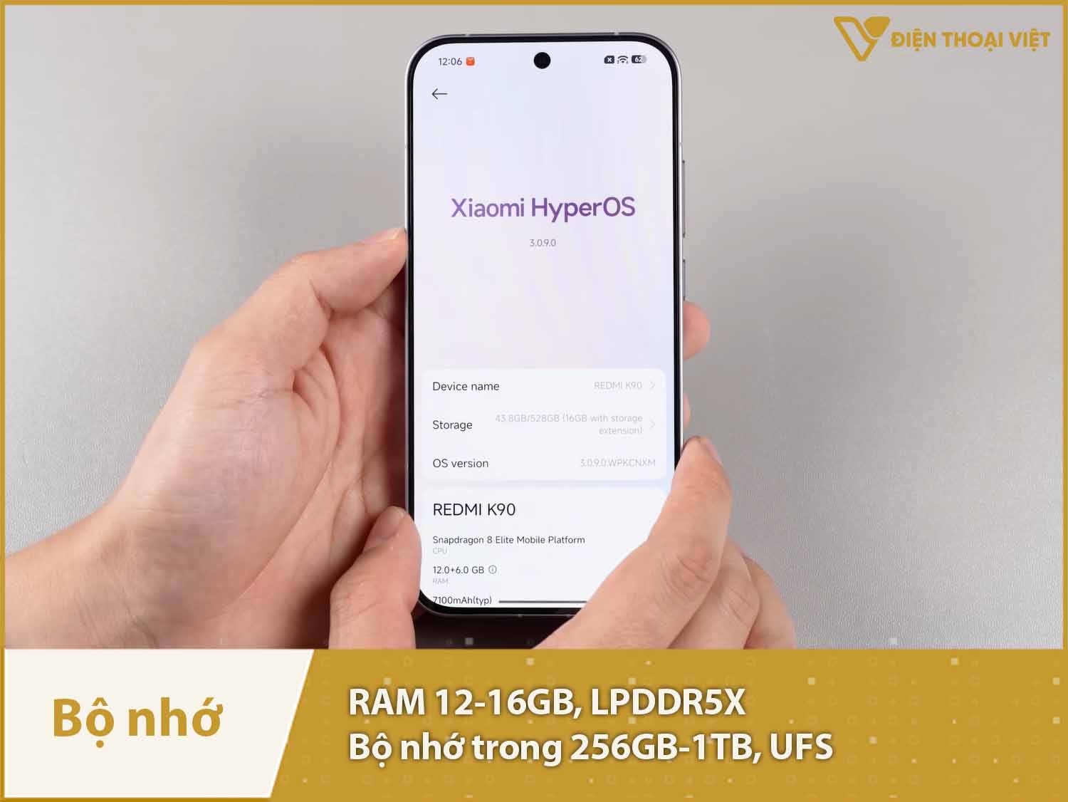 REDMI K90 có RAM 12-16GB & Bộ nhớ trong 256-1TB