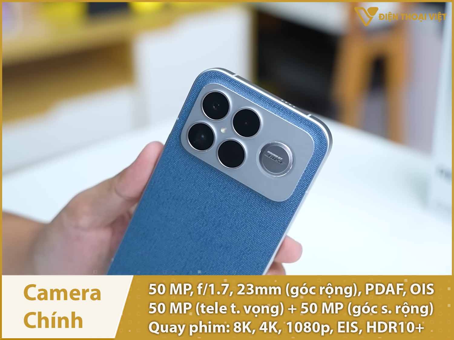 Ba camera 50MP & Quay video 8K tuyệt đẹp