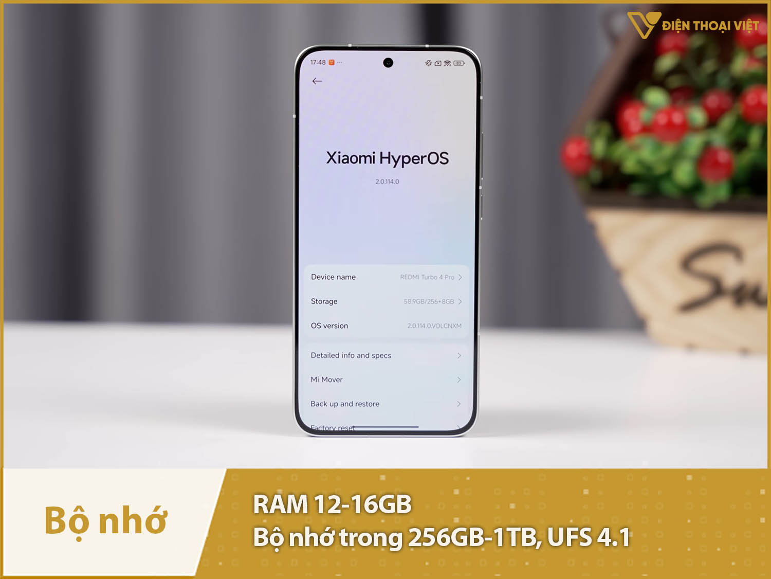 REDMI Turbo 4 Pro có RAM 12-16GB & Bộ nhớ trong 256GB-1TB