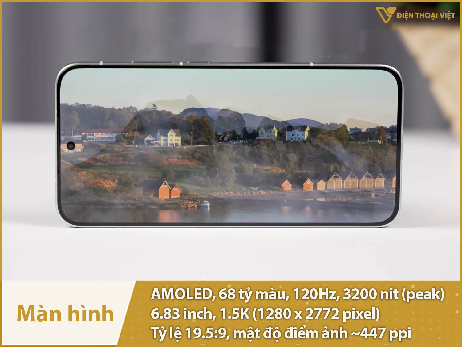 Màn hình 6,83 inch 1.5K, AMOLED 68 tỷ màu 120Hz, độ sáng 3200nit
