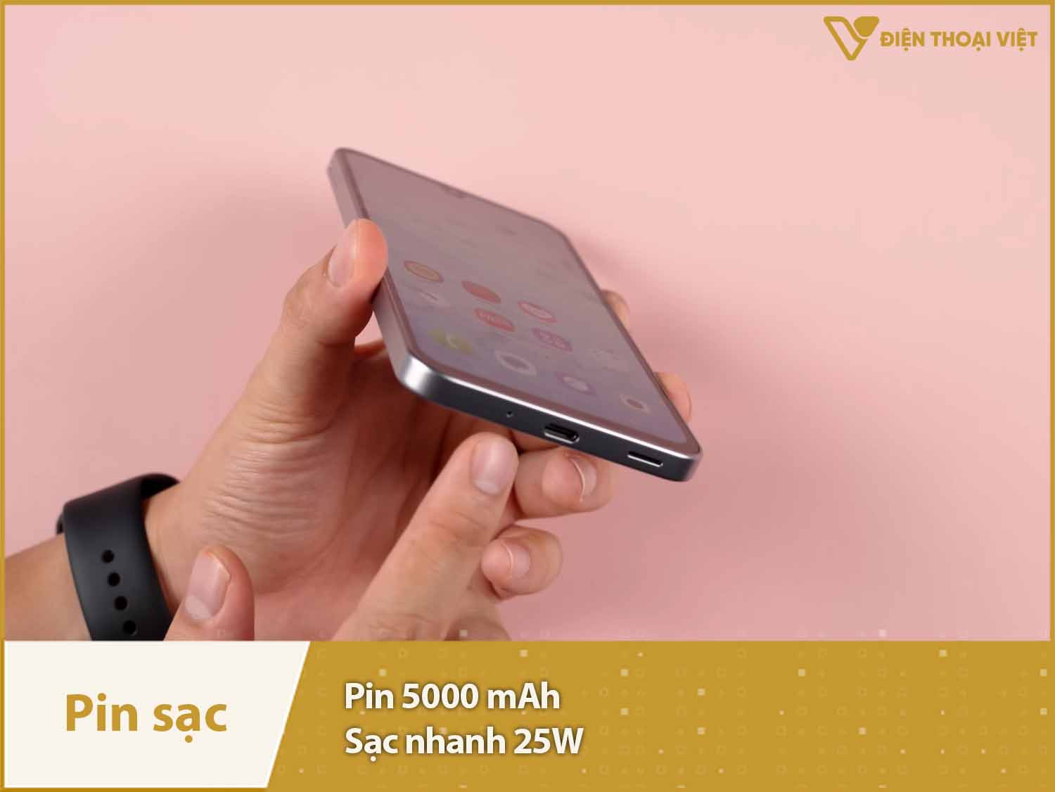 Dung lượng pin 5000mAh đủ dùng & Hỗ trợ sạc nhanh 25W