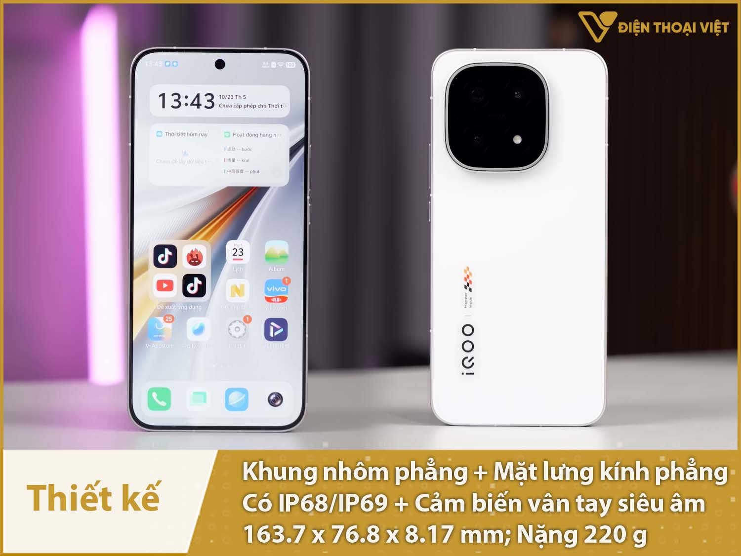 Thiết kế vuông vức, cao cấp, có IP69