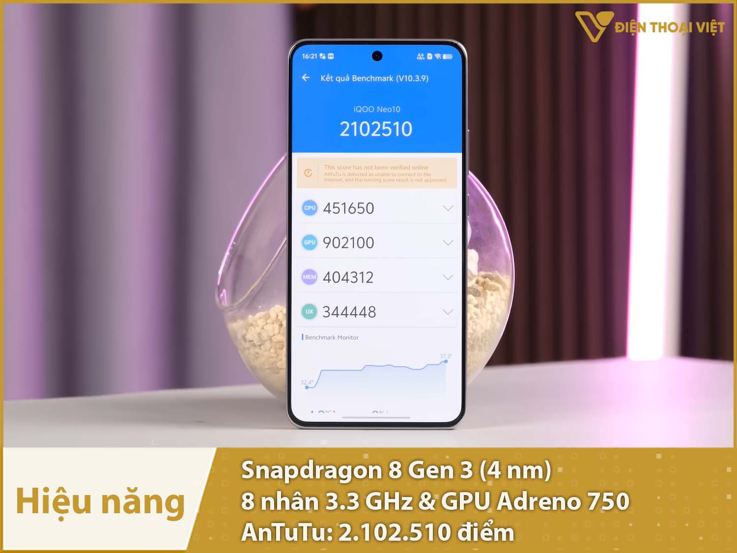 Hiệu năng cực kỳ mạnh mẽ với 2.102.510 điểm AnTuTu