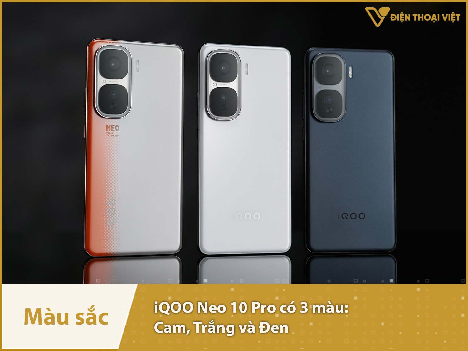 iQOO Neo 10 Pro có 3 màu: Đen, Trắng và Cam