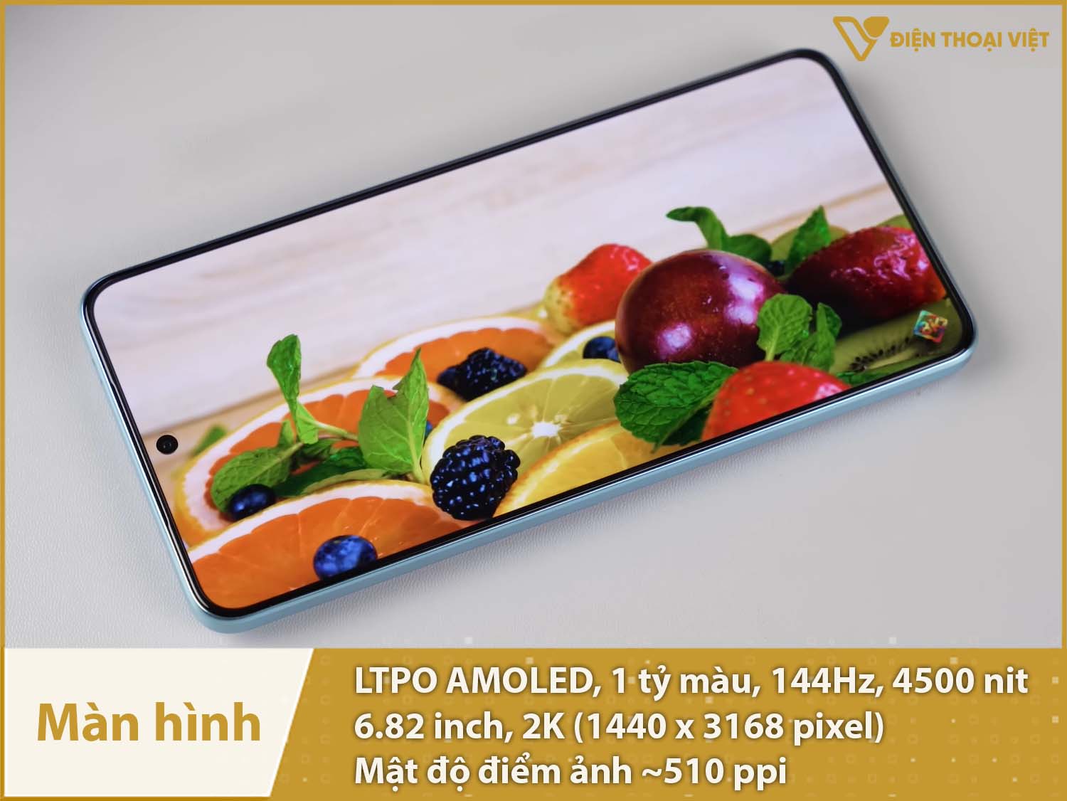 Màn hình LTPO AMOLED 144Hz 6.82 inch 2K và độ sáng 4500 nit