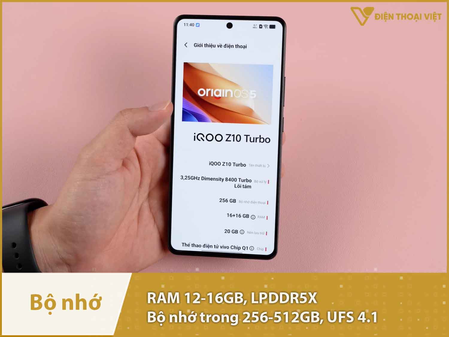 iQOO Z10 Turbo có RAM 12-16GB & Bộ nhớ trong 256-512GB