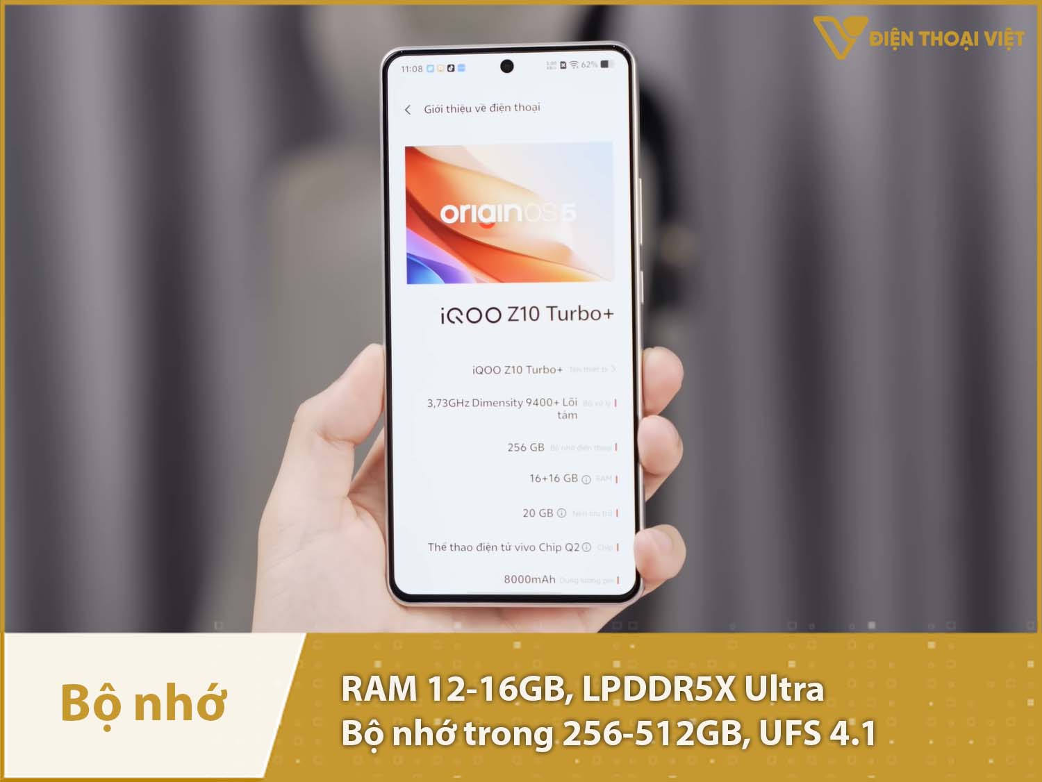 iQOO Z10 Turbo Plus có RAM 12-16GB & Bộ nhớ trong 256-512GB