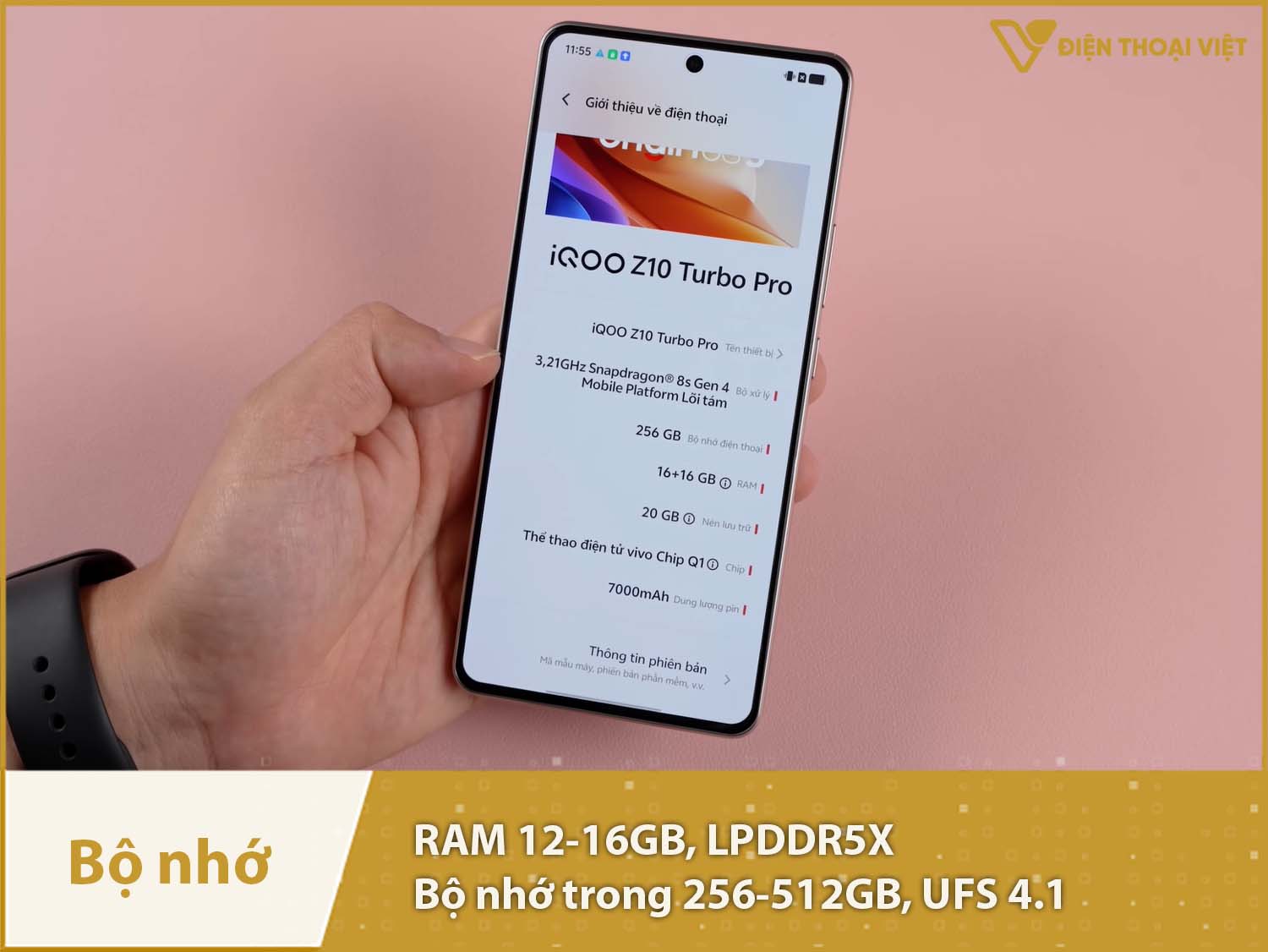 iQOO Z10 Turbo Pro có RAM 12-16GB & Bộ nhớ trong 256-512GB