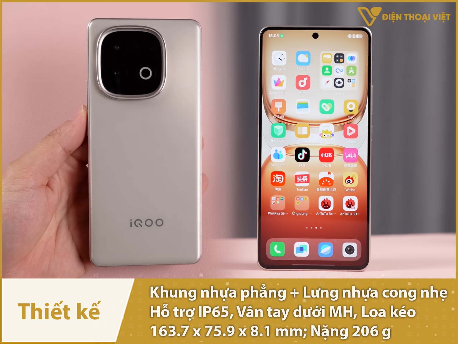 Thiết kế vuông vắn, mặt lưng cong nhẹ