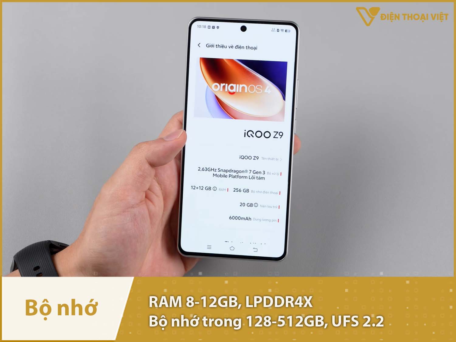 iQOO Z9 5G có RAM 8-12GB & Bộ nhớ trong 128-512GB