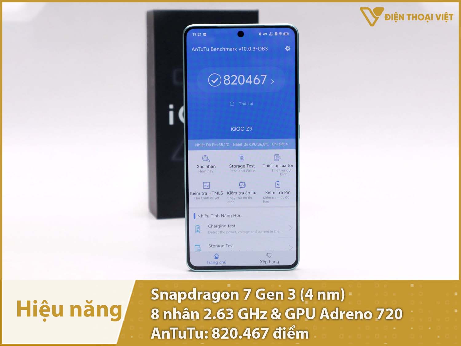 Hiệu năng mạnh mẽ, phần mềm siêu mượt với 820.467 điểm AnTuTu