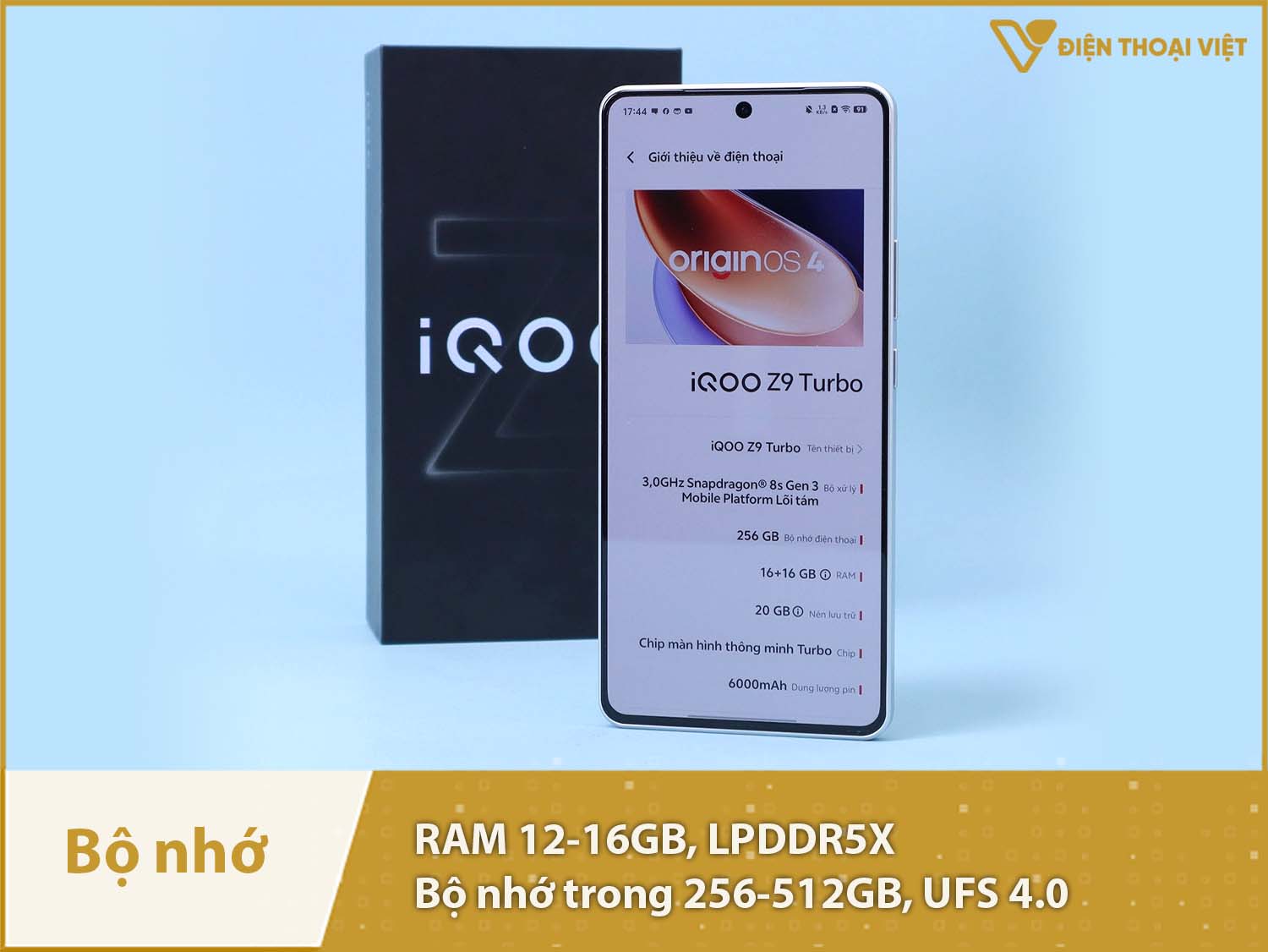 iQOO Z9 Turbo có RAM 12-16GB & Bộ nhớ trong 256-512GB