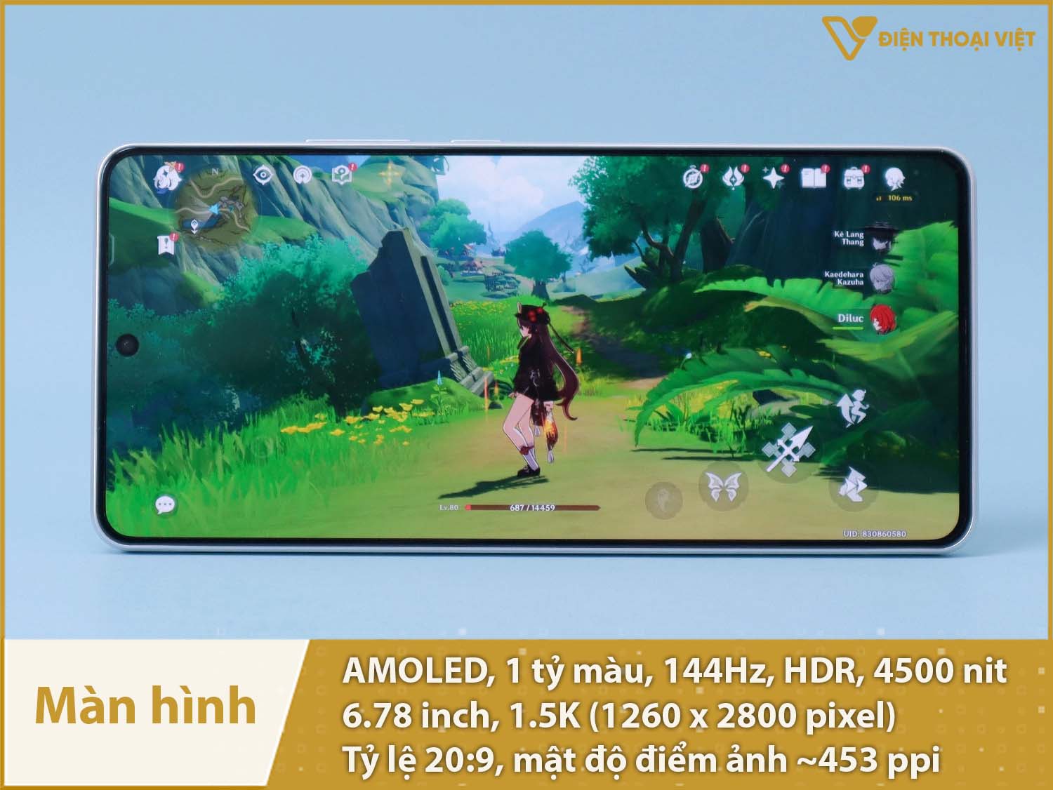 Màn hình AMOLED 144Hz 1.5K hiển thị xuất sắc