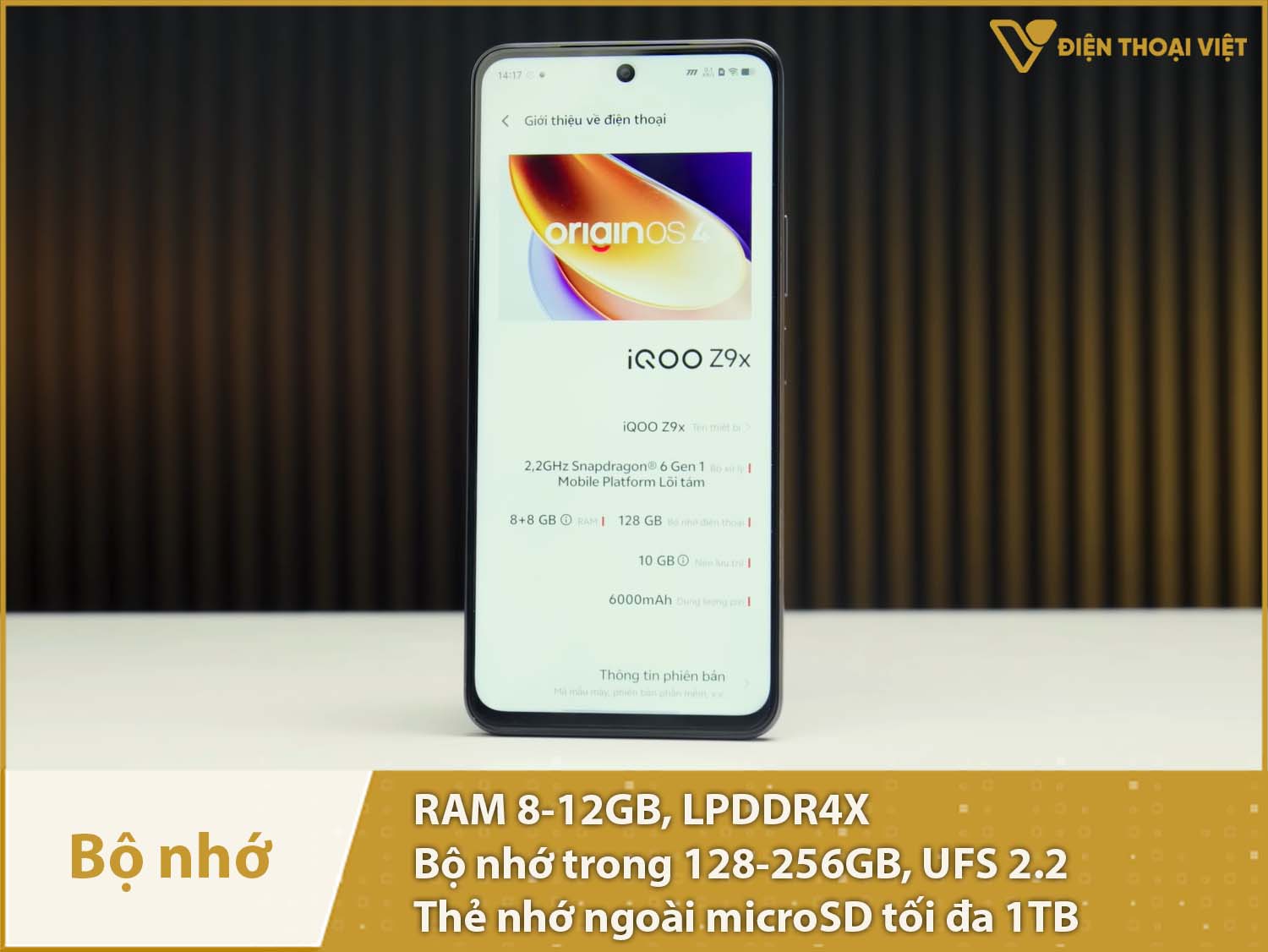 iQOO Z9x có RAM 8-12GB & Bộ nhớ trong 128GB và 256GB