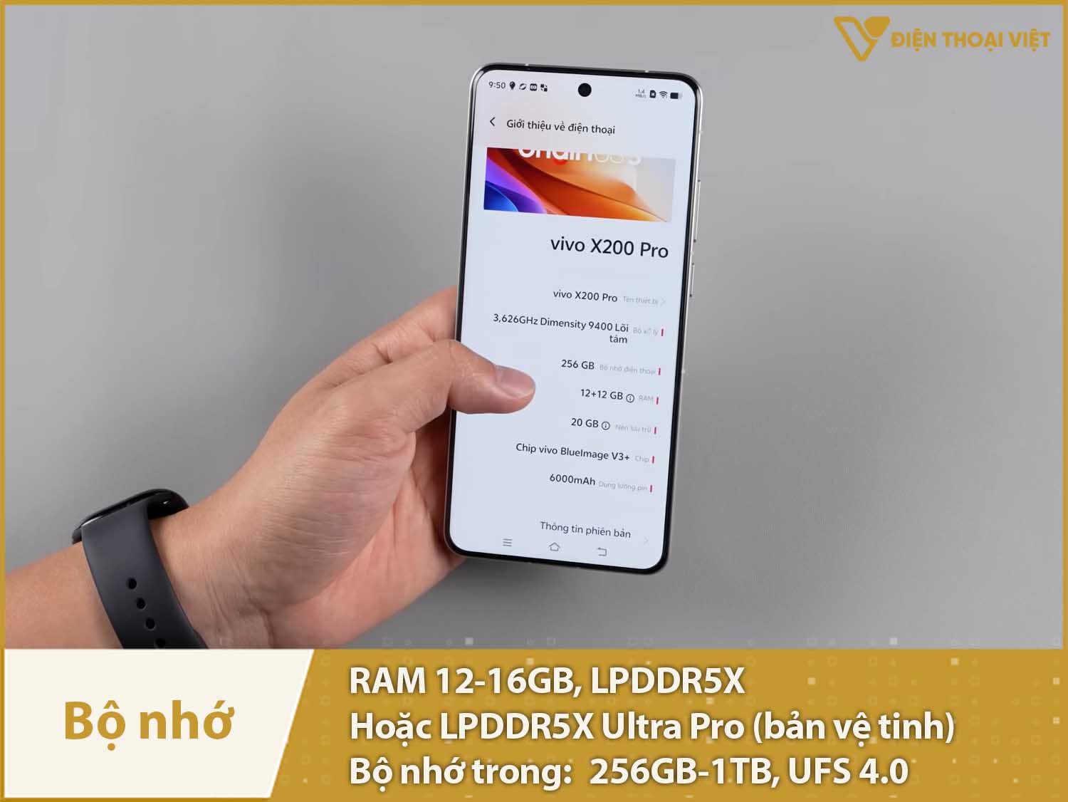 vivo X200 Pro có RAM 12-16GB; ROM 256GB-1TB