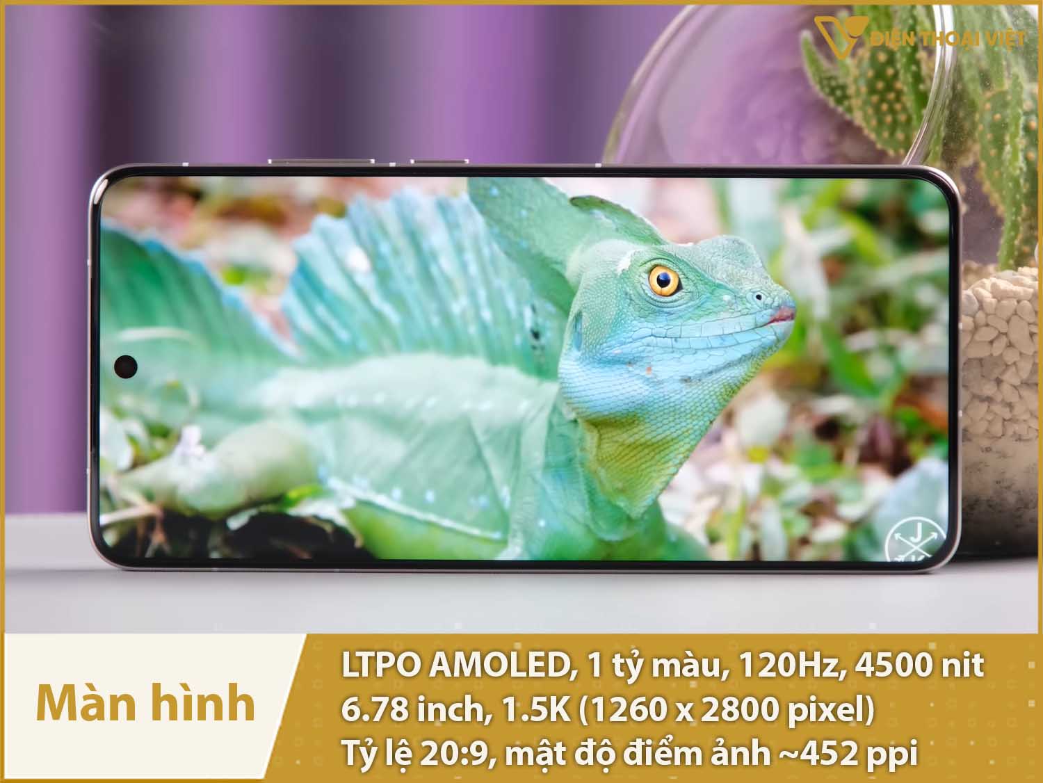 Màn hình siêu ấn tượng với LTPO AMOLED 120Hz, 1.5K, độ sáng 4500nit