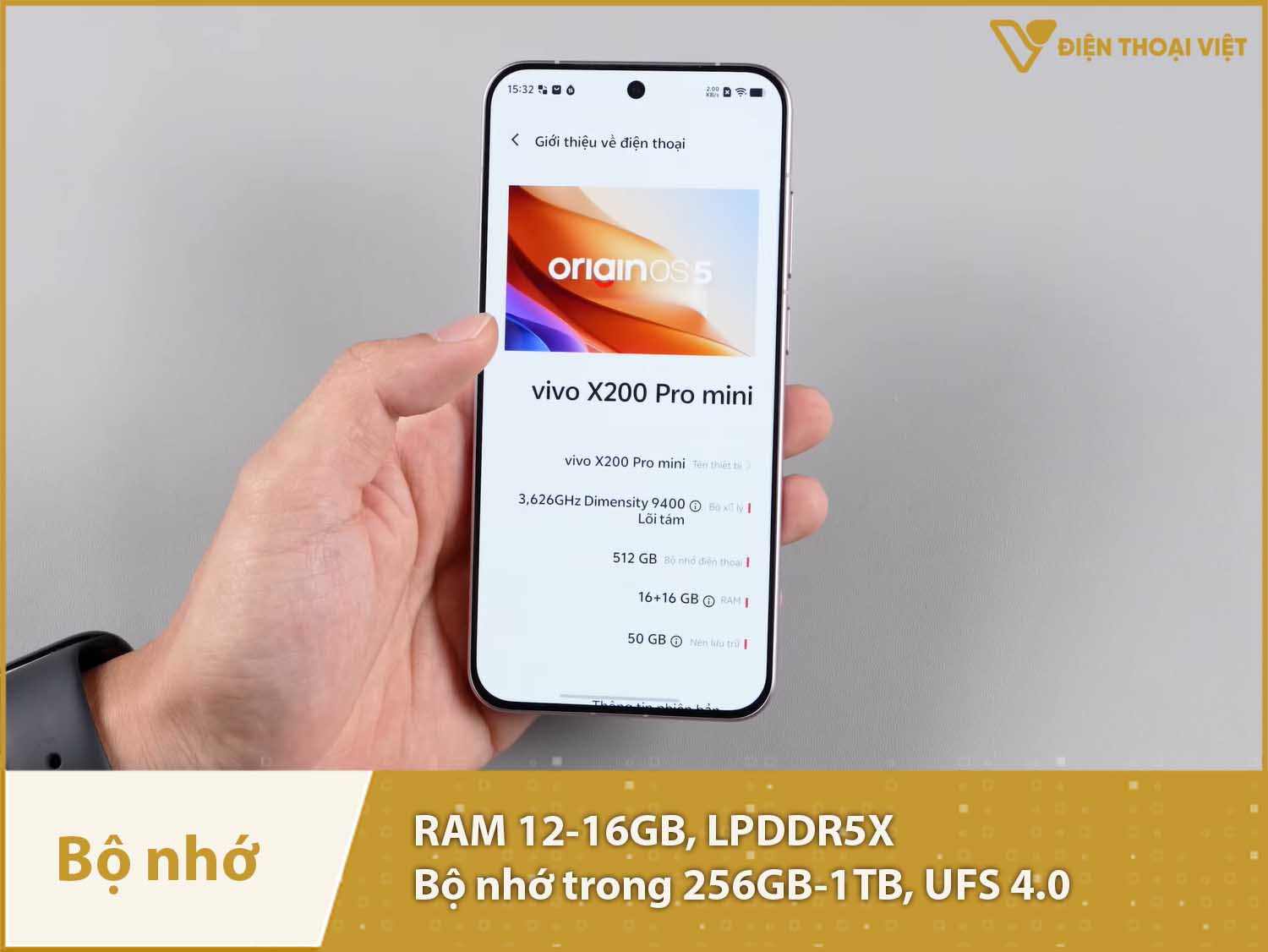 vivo X200 Pro mini có RAM 12-16GB, ROM 256GB-1TB