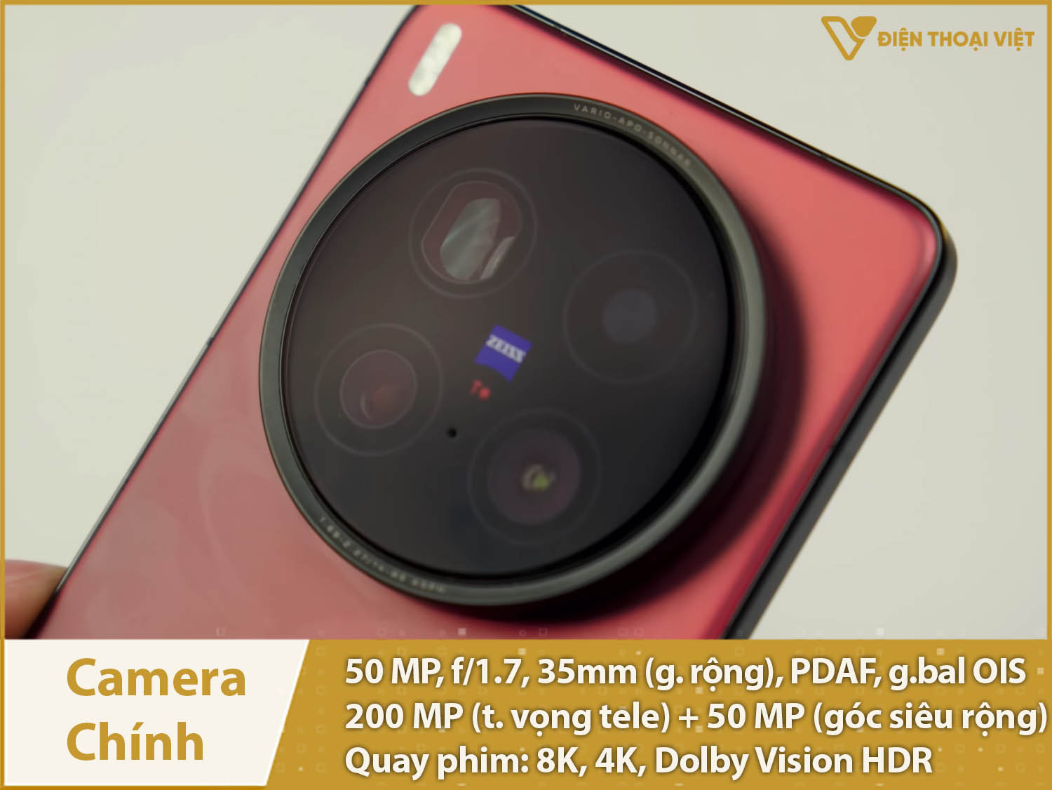 Camera chính 50MP, tele 200MP & quay phim 8K siêu nét