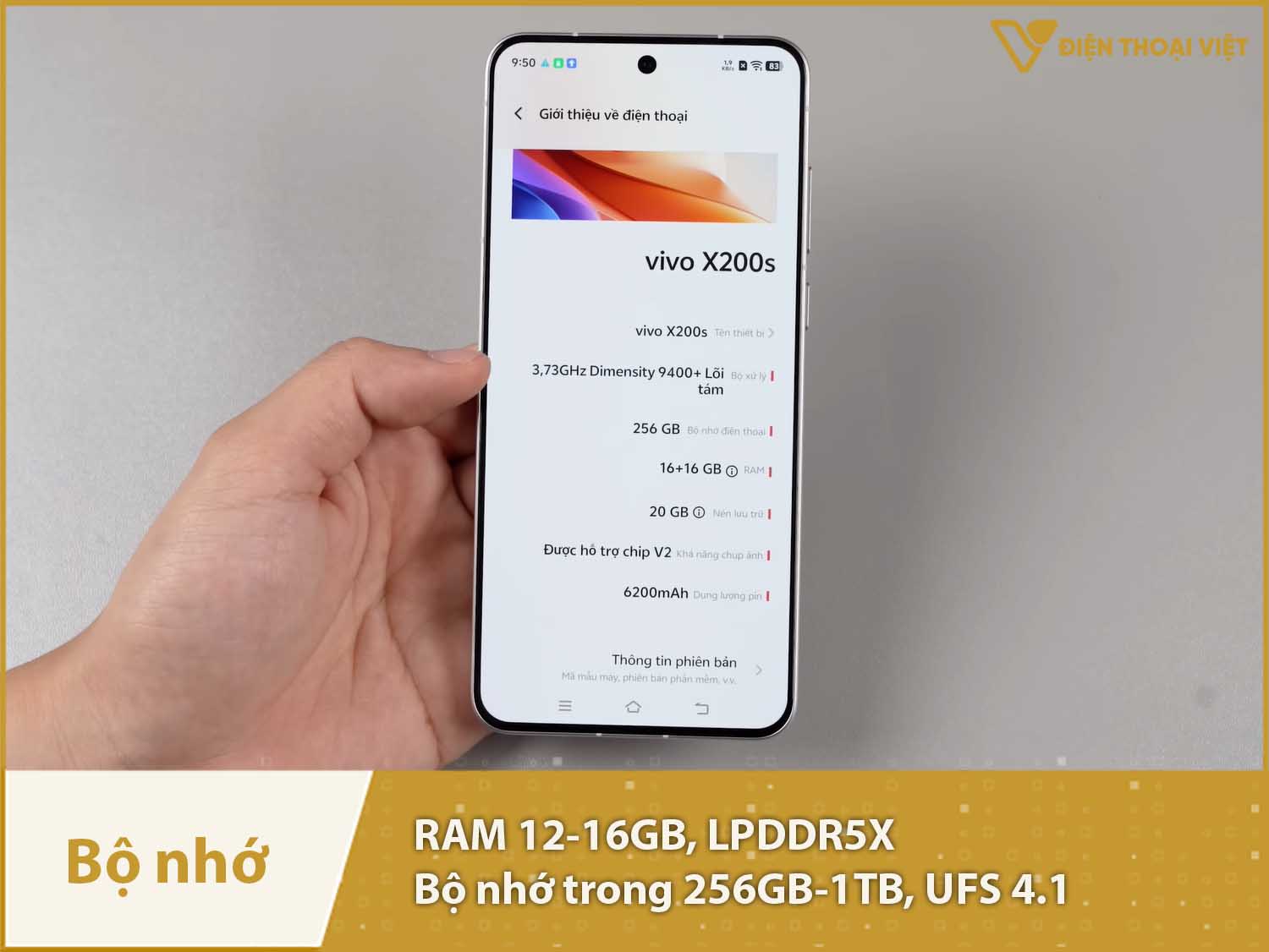 vivo X200s có RAM 12-16GB & Bộ nhớ trong 256GB-1TB