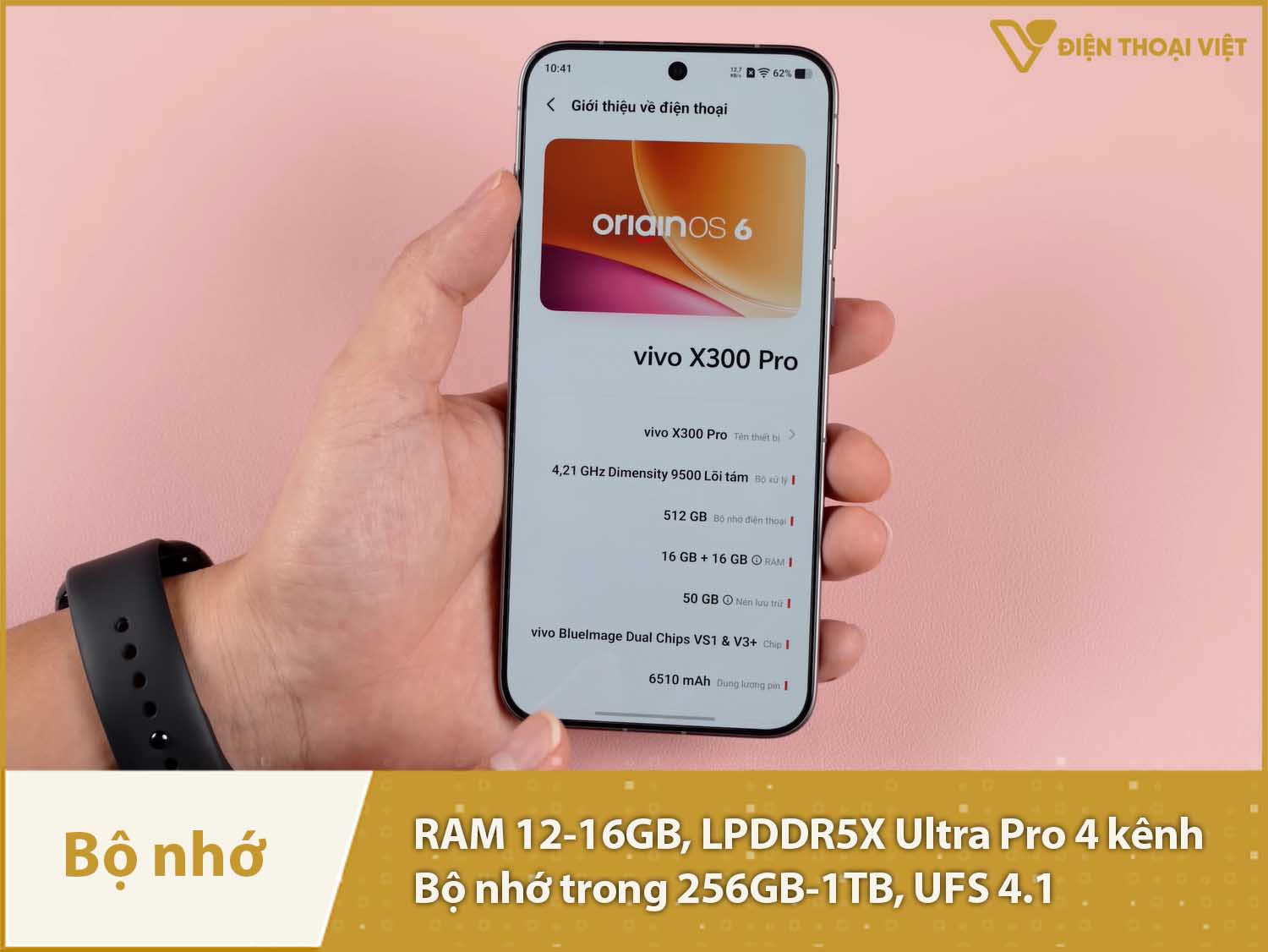 Vivo X300 Pro có RAM 12-16GB & Bộ nhớ trong 256GB-1TB