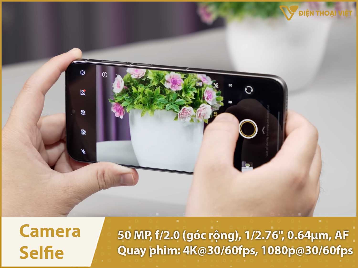 Camera selfie 50MP: Quay phim 4K