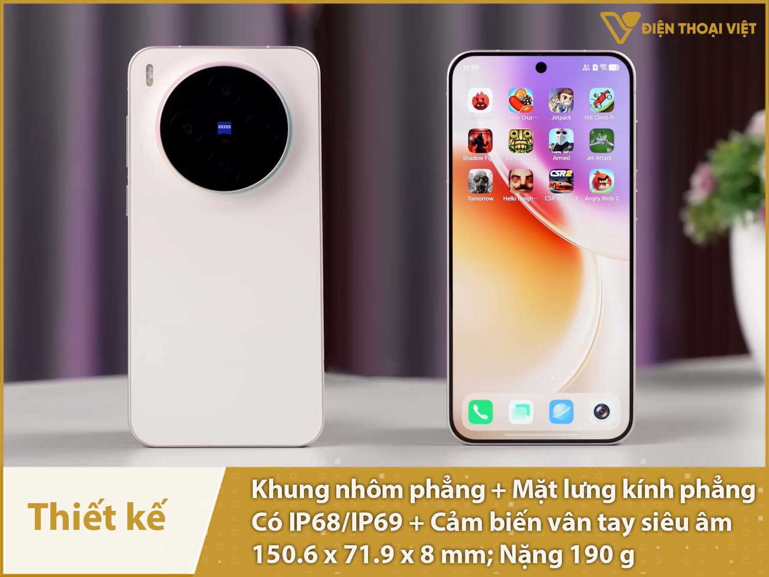 Thiết kế nhỏ gọn, sang trọng, có IP68/IP69