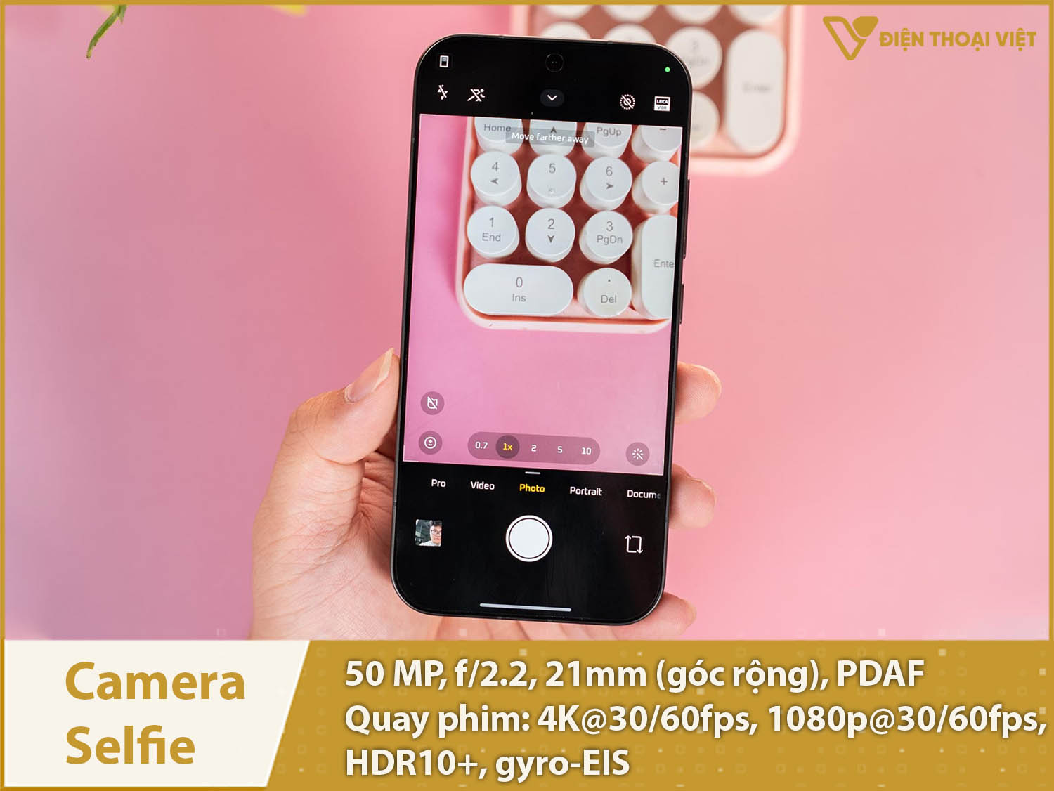 Camera selfie 50MP; Quay video 4K