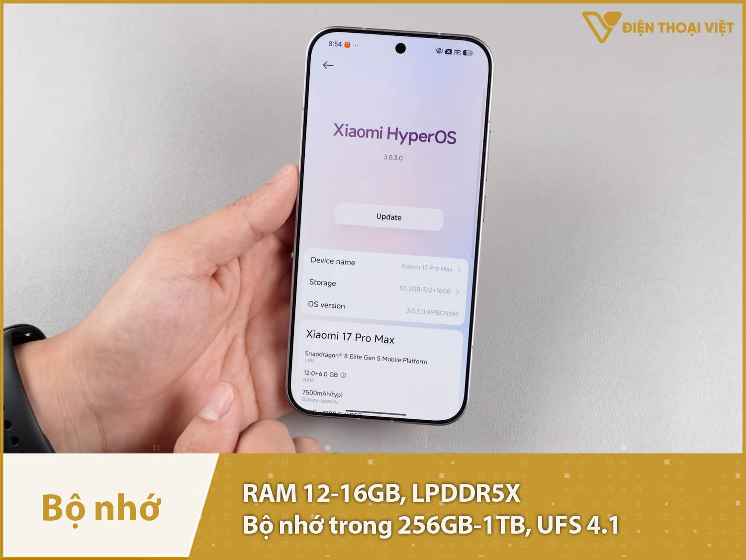 Xiaomi 17 Pro Max có RAM 12-16GB & Bộ nhớ trong 512GB-1TB