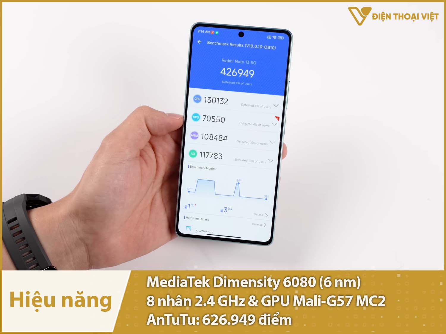 Hiệu năng mạnh mẽ với 426.949 điểm AnTuTu