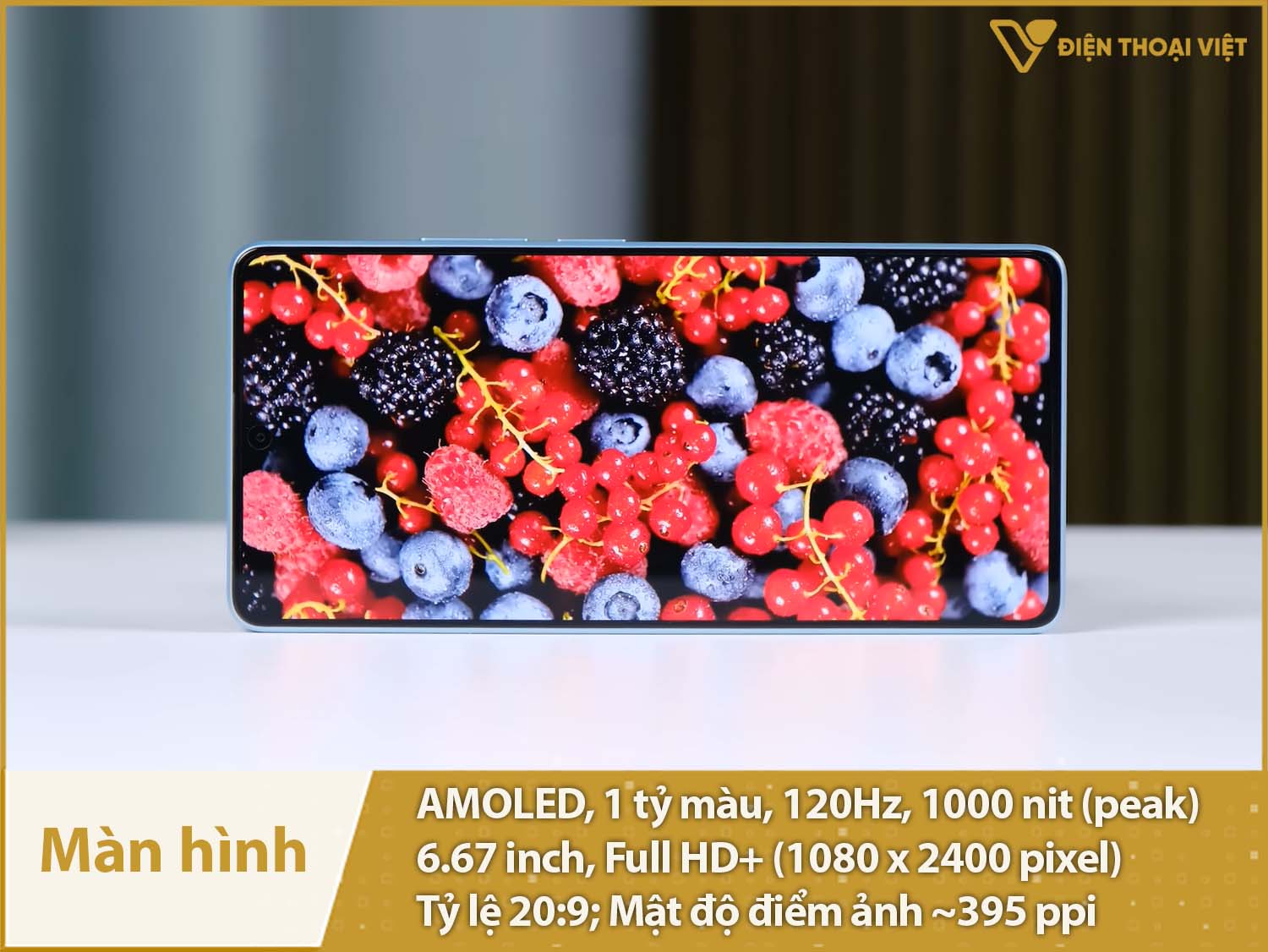 Màn hình 6,67 inch AMOLED 1 tỷ màu, 120Hz, độ sáng 1000nit