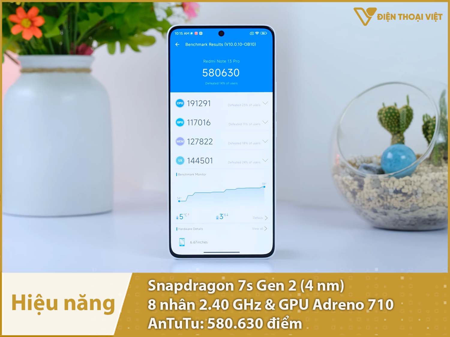 Hiệu năng mạnh mẽ với 580.630 điểm AnTuTu