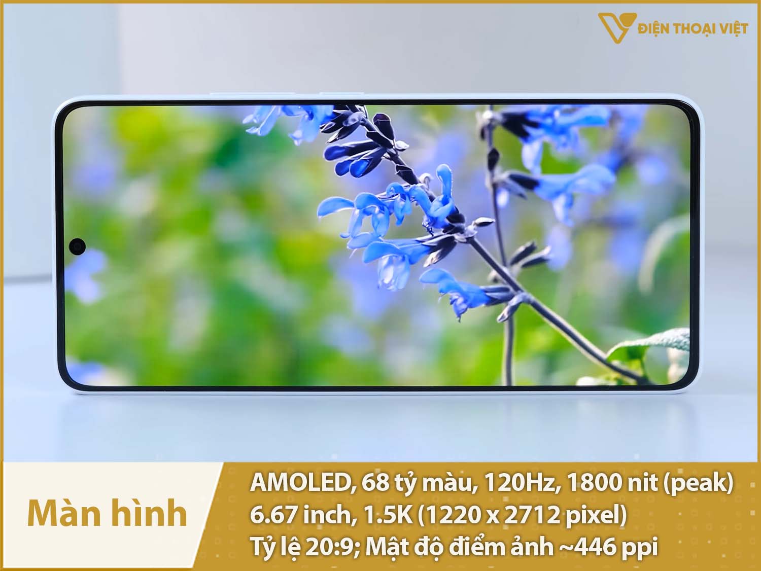 Màn hình AMOLED 1.5K, 68 tỷ màu siêu ấn tượng