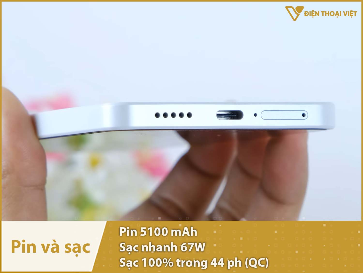 Pin dung lượng cao 5100mAh, sạc nhanh 67W ấn tượng